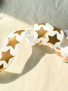 500 pièces/rouleau Autocollants pentagramme dorés holographiques, 1 pouce, 1,5 pouce, rouleau d'autocollants pentagramme, autocollants de décoration de cadeau DIY, autocollants de scellage d'enveloppe, étiquettes PVC imperméables, autocollants d'étoiles holographiques, autocollants d'emballage d'étoiles brillantes et colorées - Doré - Voir 9