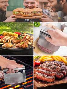 1pc Burger Press,Stainless Steel Smash Burger Press, Burger Smasher With Stainless Steel Handle,Round Hamburger Press,Stainless Steel Hamburger Press Non Stick Burger Maker With Ergonomic Handle,Square Hamburger Press - Silver - View 9