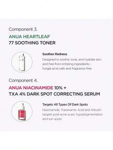 Conjunto de rutina de cuidado de la piel definitiva Anuaa| Aceite de limpieza + Espuma de limpieza profunda + Tónico + Sérum para decoloración + Loción humectante