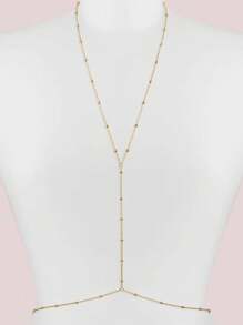 1pc Fashion Sexy Gold Bead Body Chain For Women Glamour Shiny Gold Globe Bead X Shape Body Chain For Girls Bohoian Style Summer Beach Vacation Travel Body Chain For Women Suitable For Ladies To Party Wear To Give Good Friends Gifts