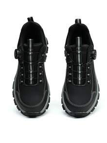 UMBURLLY 男式钢头鞋，纽扣设计，防挤压，防刺穿，橡胶鞋底，工业工作鞋