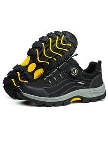 UMBURLLY 男式钢头鞋，纽扣设计，防挤压，防刺穿，橡胶鞋底，工业工作鞋