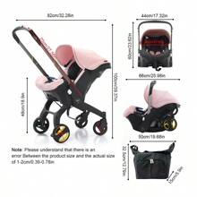 Baby Stroller With A Bag, Without Latch Base, Stroller For Newborn, Multi Functional Newborn Stroller, Toddler Stroller With Reversible Stroller Seat, Pink