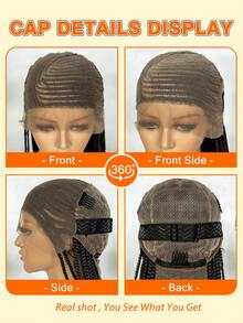 Fashionable Braided Synthetic Lace Front Wig, Beginner-Friendly Design, Heat Resistant For Women - màu đen - Xem 8