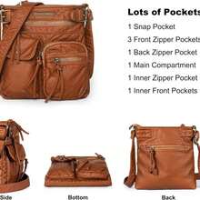 Montana West Crossbody Bag For Women Soft Washed Leather Multi Pocket Crossbody Handbags