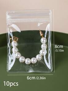 1 pieza Bolsa de almacenamiento de joyas, Álbum de colección de joyas antioxidante, Caja de almacenamiento tipo cajón de escritorio, Bolsa transparente para collar, pulsera y anillo, (No incluye bolsas selladas pequeñas ni joyas)