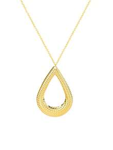 1pc Fashionable Hollow Water Drop Stainless Steel Lightweight Pendant Necklace For Women - Gold - View 5