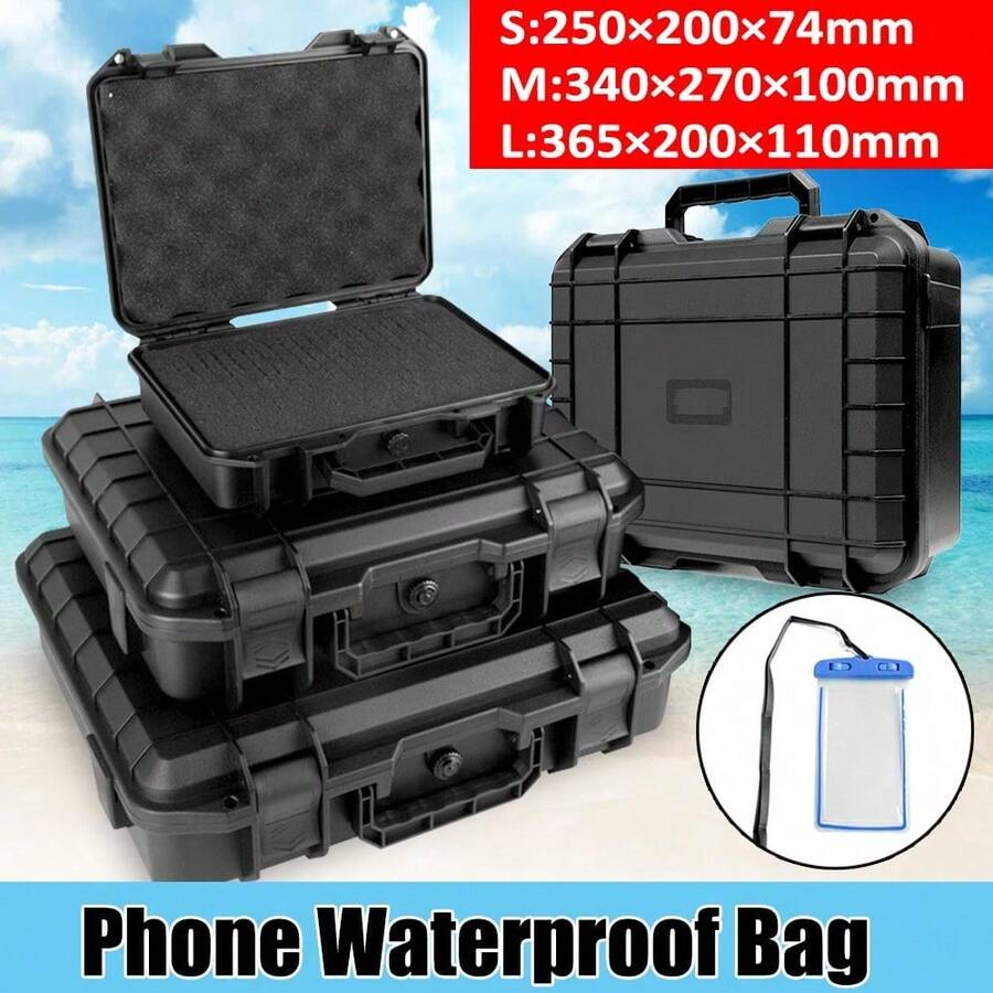 Waterproof Protective Hard Carry Flight Case Camera Equipment Storage Secure Box - Black - View 1