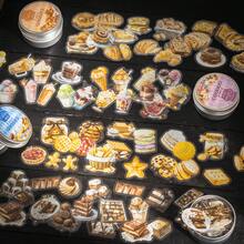 100张/包铁盒贴纸、食品罐系列、精美烘焙饮料主题PET贴纸、剪贴簿用品、装饰笔记本、相框、手机壳、水杯、垃圾桶、文具盒、DIY个性贴纸、学校用品、返校