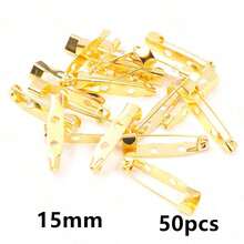 50pcs 15/20/25/30/35/40mm Length Pins Brooch Base Back For DIY Jewelry Making Accessories - Gold - View 13