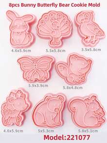 8 件套各种动物形状饼干模具、压模 3D 饼干模具、软糖烘焙模具、面包塑形模具，1 盒 8 件套饼干切割工具 - 彩色 - 查看 7
