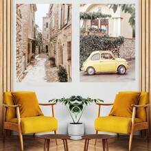 1 pieza/3 piezas de arte de pared, pósters, decoración del hogar, arte de paisaje mediterráneo retro con automóvil, plantas y citas, pintura en lienzo y pósteres impresos sin marco/con marco - Multicolor - Ver 8