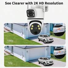 Cámara de seguridad inalámbrica de alta definición 1080P, para exteriores PTZ con audio bidireccional, detección de movimiento, giro-inclinación de 360°, visión nocturna a color, lente gran angular, PIR, montaje en pared, alimentada por energía solar con batería de litio, control remoto, sistema de monitoreo doméstico inteligente con control de aplicación, WiFi de 2.4G/5G, LED para monitoreo de bebés y mascotas - Blanco - Ver 9