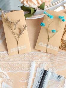 30张/包 复古花卉白色蕾丝贴纸，随机款式，手工DIY装饰剪贴簿相册工艺品，杂物日记装饰，DIY日记装饰标签贴纸 - 白色 - 查看 4