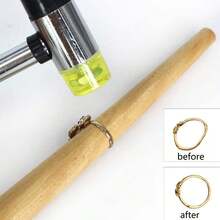 4 件套戒指测量工具 - 25 毫米橡胶锤、戒指棒、戒指测量尺、测量尺，用于戒指维修和尺寸测量