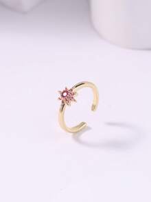 1pc Delicate Hexagram Zirconia 18k Gold Open Toe Ring For The Summer Beach. - Six-pointed Star Foot Ring - View 7