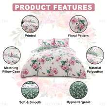 VELVETIO Printed Reversible Beddings Duvet Cover Set With Matching Pillowcases Soft & Warm - Multicolor - View 5