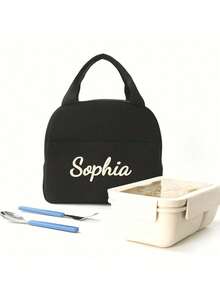 Customizable Embroidered Minimalist Style Insulated Lunch Bag, With Ability To Embroider Your Unique Name, Suitable For Men & Women, Perfect For Outdoor Travel And Back-To-School Season, An Ideal Special Holiday Gift - Multicolor - View 4