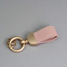 1pc Customized Text PU Leather Distinctive French Couple Keychain, Fits All Vehicles, Gold-Plated Hardware, Fashion Accessory, Cute Keyring