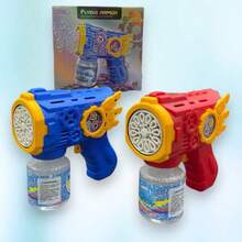Automatic Bubble Blower Machine, Colorful, Kids Toy, Blue Red, 50ML - Red+Battery+Refill - View 3