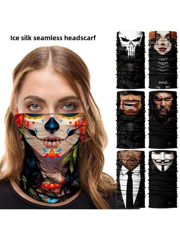 1 stuk - Rijmasker van ijszijde, naadloos, geschikt voor fietsen en vissen, rollenspelaccessoires, Halloweenkostuum