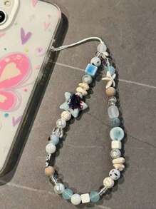 1pc Handmade Summer Breeze, Sea, Starfish, Shell, Ceramic Phone Chain, Fresh CCD Camera Lanyard, DIY Pendant, Anti-Loss Strap Gifts For Mother, Family, Friends, Birthday, Holiday Phone Charm
