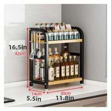 1pc Kitchen Spice Rack, Countertop Storage Organizer, No-Drill Seasoning Shelf