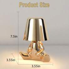 Bedside Touch Control Table Lamp, Thinker Golden Man Statue LED Table Lamp, USB Rechargeable, 3-Speed Dimmer, Home Living Room Office Decorative Table Lamp. - Gold 5 - View 6