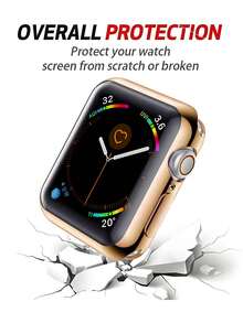 Huastonband Compatible Band And Case Set, 2pcs Rose Gold Stainless Steel Breathable Adjustable Mesh Band + PC Soft Material Anti-Collision Gold Watch Protective Case With Screen Protector For Series SE S10/S9/S8/S7/S6/S5/S4 38mm/40mm/41mm/42mm/44mm/45mm Men's And Women's Smart Watch Accessories, Men's And Women's Accessories For Summer Beach, Party, Holiday Gift - Rose Gold - View 9