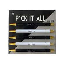 5pcs Set Funny Ballpoint Pen - 1.0mm Tip, Black Ink, Vivid Quotes, Profanity Design, Unique Office Gift For Colleagues, Personalized Daily Writing Ballpoint Pen Set With Humorous Slogans, Personalized Ballpoint Pen Set Back To School - Black and White Ballpoint Pen - View 5