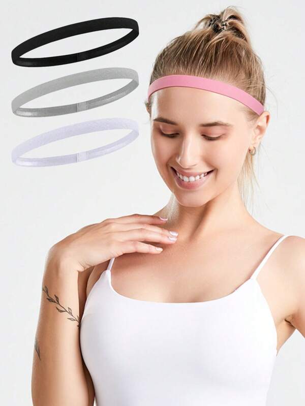 1/6Pcs Elastic Hair Bands For Sports - Non Slip Workout Headbands Set, Pastel Athletic Sweatbands For Tennis/Yoga/Running, Cute Soccer Accessories Girls Boys