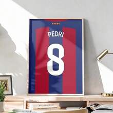 1 pieza Póster de temporada pop 2023 2024 Camiseta de fútbol Logotipo de estrella deportiva Decoración de pared moderna es perfecta para fans y decoración estética de la habitación Marco opcional