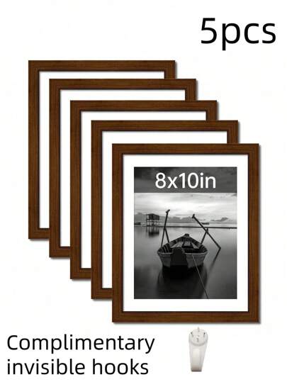 Set de 5 marcos de fotos de madera, marco para exhibir pintura de diamantes, marco de pared para decoración, se puede colocar horizontal o verticalmente, apto para Pascua, Eid Al-Fitr, decoración del hogar o fiesta, exhibición de fotos de recuerdos de vacaciones