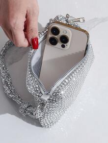 Rhinestone Decorated Handbag, Elegant Clutch Bag For Attending Balls, Parties And Events, Versatile For Holding Phone, Lipstick And Other Essentials