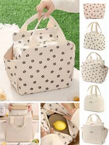 1件/套 大容量便携午餐包,灯芯绒保温午餐盒,可重复使用的保温午餐手提袋,多功能柔软防漏午餐手提包,男女通用,带水壶袋和侧袋,是工作、办公室、旅行、野餐、上学等场合的理想便当包(灯芯绒花卉图案),也是学习用品、教室收纳袋的理想之选,送给老师、朋友和家人的礼物,返校必备 - 彩色 - 查看 11