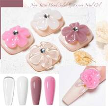Mtssii 5Pcs/Set Non-Stick Hand Solid Nail Extension Gel Set , Clear, Pink, Nude & White Shades For Long-Lasting Sculpture And Carving, Solid, Hand, With Flower Molds Sculpting Brush, Easy To Operate Manicure Kit Nail Art DIY For Home Salon Nails - 彩色 - 查看 7