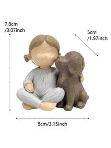 1 件小女孩和狗雕像树脂家居装饰创意桌面树脂装饰雕刻娃娃狗纪念品礼物 - 彩色 - 查看 2