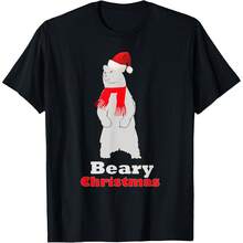 Camiseta de Navidad graciosa con oso polar de Papá Noel y mensaje "Beary Merry Christmas"