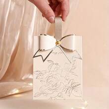 5/10/15/20/25pcs Champagne & Silvery Foil Floral Boxes With Bowknots -Faux Leather HandheldGift Boxes For Birthdays, Weddings, Anniversaries &Celebrations - Gift Box - View 6