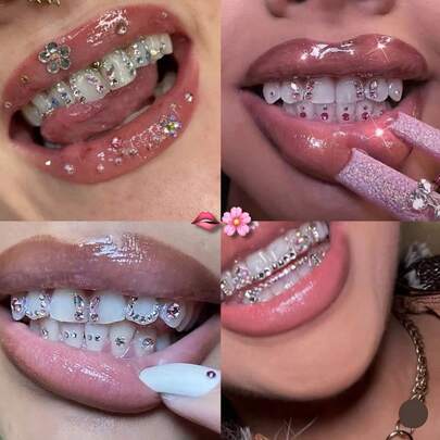 30pcs Colorful Butterfly & Rhinestone Tooth Gems, Y2K Cute Super Shiny Tooth Decorations Set, Suitable For Daily, Party, Holiday, Unisex (No Glue Included)