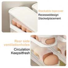 Bilayer Egg Storage Box Automatic Rolling Eggs Holder Rack Ladder Style Refrigerator Eggs Dispenser Egg Organizer Holder - White - View 5