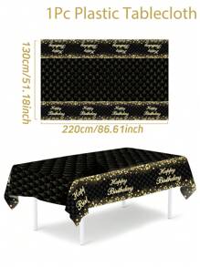 1 pieza Mantel rectangular descartable con decoración de oro fragmentado en negro y dorado para fiestas de cumpleaños 18, 30, 40, 50, 60 y 70 años. Perfecta decoración de mesa para fiestas de cumpleaños de hombres y mujeres, regalo y favor de fiesta.