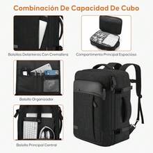 Avion, Mochila de Viaje Grandes  Cubos de Embalaje, Mochila de Viajera Resistente al Agua para Avion, Maleta de Viaje para Hombres y Mujeres - Negro - Ver 5