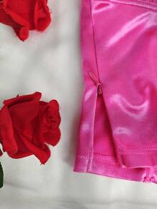 1pc Pink Sexy Backless Spaghetti Strap Camisole Midriff Baring Crop Top Corset