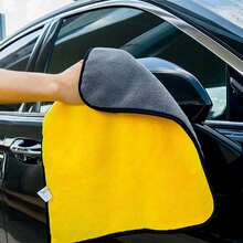 6Pcs Super Absorbent Car Wash Microfiber Towel Cloth Car Cleaning Towels Drying 30*40cm - Grey & Yellow - View 4