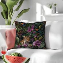 MEMNUN 1 pièce Housse de coussin en polyester imprimé tropical avec toucan bleu et léopard de 17,7*17,7 po (45*45 cm)/19,69*19,69 po (50*50 cm)/15,75*15,75 po (40*40 cm) [Impression unilatérale] Décoration d'intérieur [Insert de coussin non inclus], Convient pour un usage quotidien, Décoration minimaliste haut de gamme pour le salon, le canapé, la chambre à coucher, l'appuie-tête de voiture - Multicolore - Voir 8