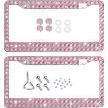 1pc/2pcs Rhinestone Bling Car License Plate Frame, Stainless Steel Handmade, With Shining Crystal Screw Caps & Installation Tools, Fit For US License Plate Size, Waterproof & Rustproof Auto Accessories - 2pcs - View 15
