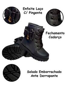 Coturno Infantil Preto com Laço e Pingente Conforto e Estilo para Todas as Ocasiões
