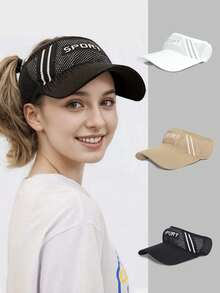 1pc Unisex Letter Embroidered SPORT Baseball Cap, Brimless Crown Top Hat For Men Women Couples Outdoor Running Golf Sports Sun Protection Wide Brim Hat, Suitable For Spring Summer Beach - Multicolor - View 10