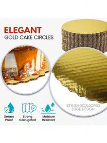 20pcs/30pcs/Set Golden Round Cake Boards, Sturdy Cake Board Base, Grease Proof Cake Plate For Wedding, Birthday Party And Holiday, Ideal For Professional Cake Decorating And Presentation - Multicolor - View 10